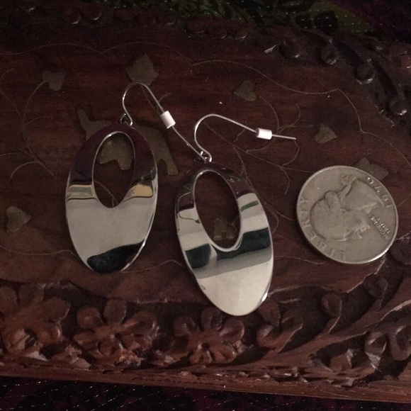 Oval Shaped Dangle Earrings - Picture 2 of 2